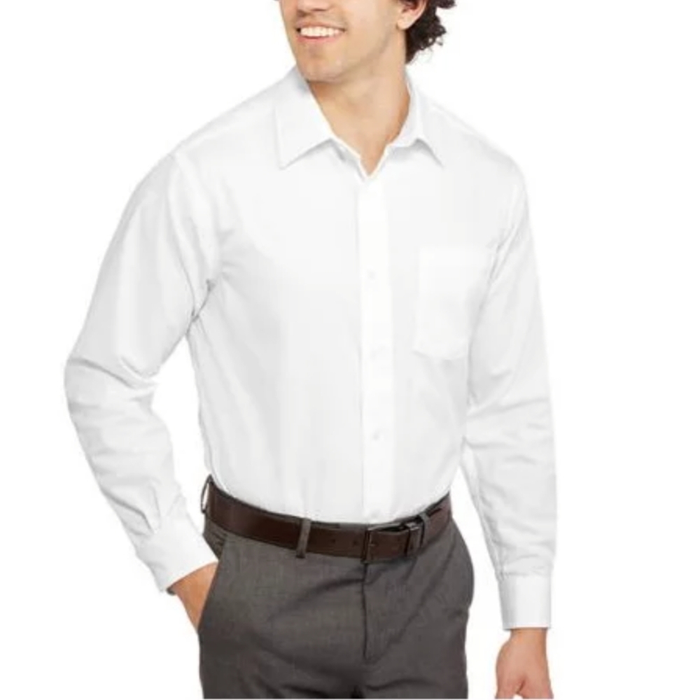 George White Long Sleeve Dress Shirt sm 14-14.5 (32-33 sleeve) Premium Sateen